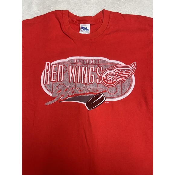 Vintage Detroit Red Wings 90's Pro Player Red Single Stitch T-Shirt Size Large - Picture 2 of 8